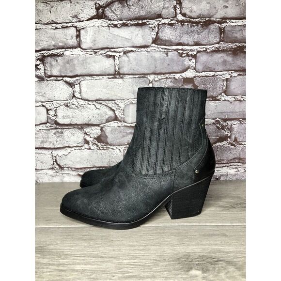 Musse & Cloud Black Suede Leather Chelsea Block Heel Boots Women’s Sz 9M US/40EU - Picture 1 of 16